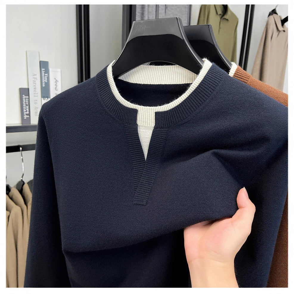 PB cashmere blended fashion long-sleeved knitted sweater