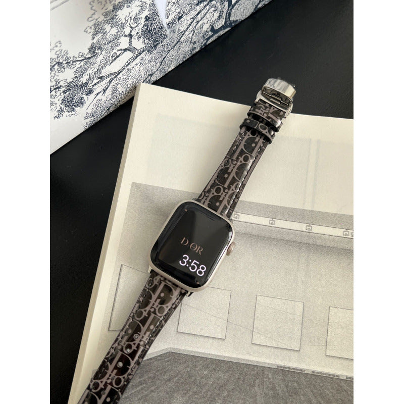 Premium Leather Butterfly Buckle Leather iwatch Strap for Apple Watch Strap s10s98