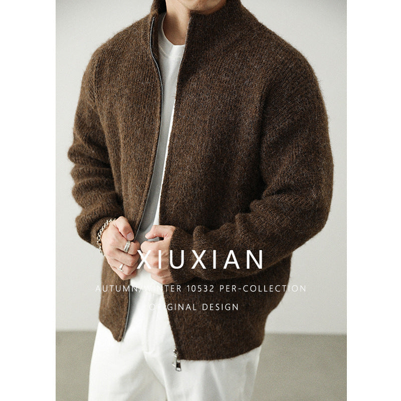 Winter light luxury zipper fashion casual sweater men's jacket