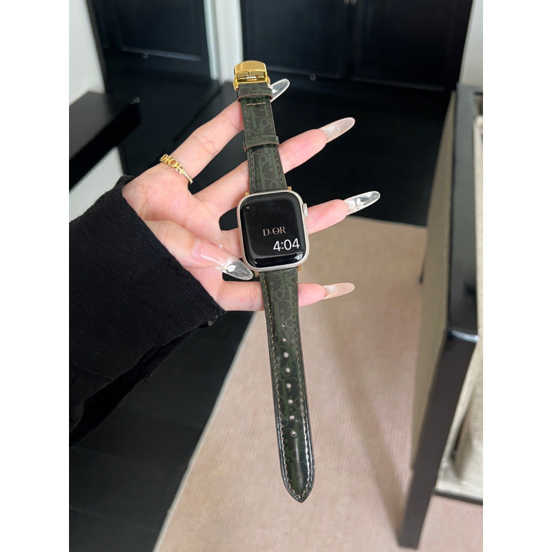 Premium Leather Butterfly Buckle Leather iwatch Strap for Apple Watch Strap s10s98