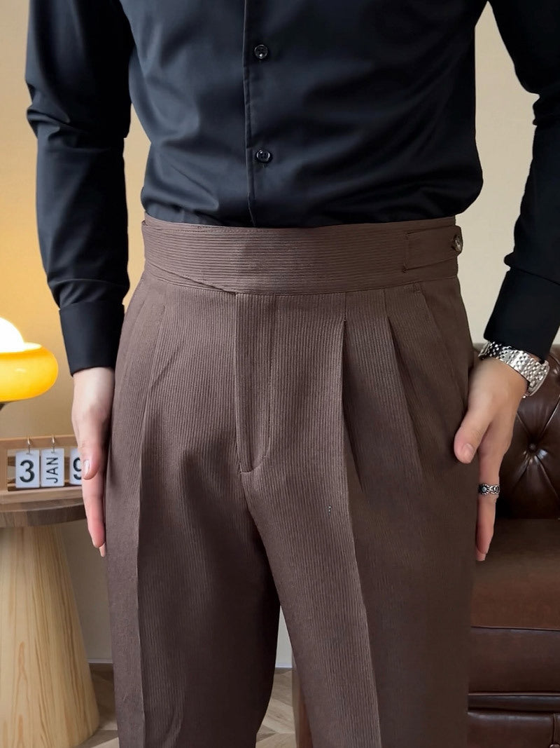 Casual suit pants new versatile Italian button Gurkha high waist straight tube drape