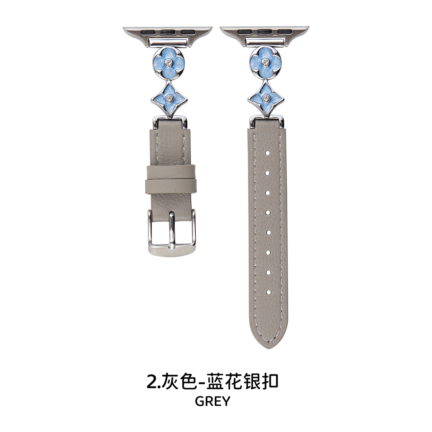 Four-leaf flower metal connector leather Apple watch strap