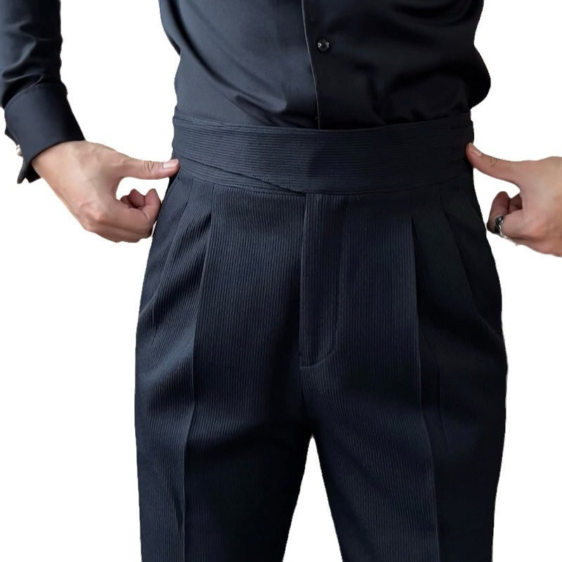 Casual suit pants new versatile Italian button Gurkha high waist straight tube drape