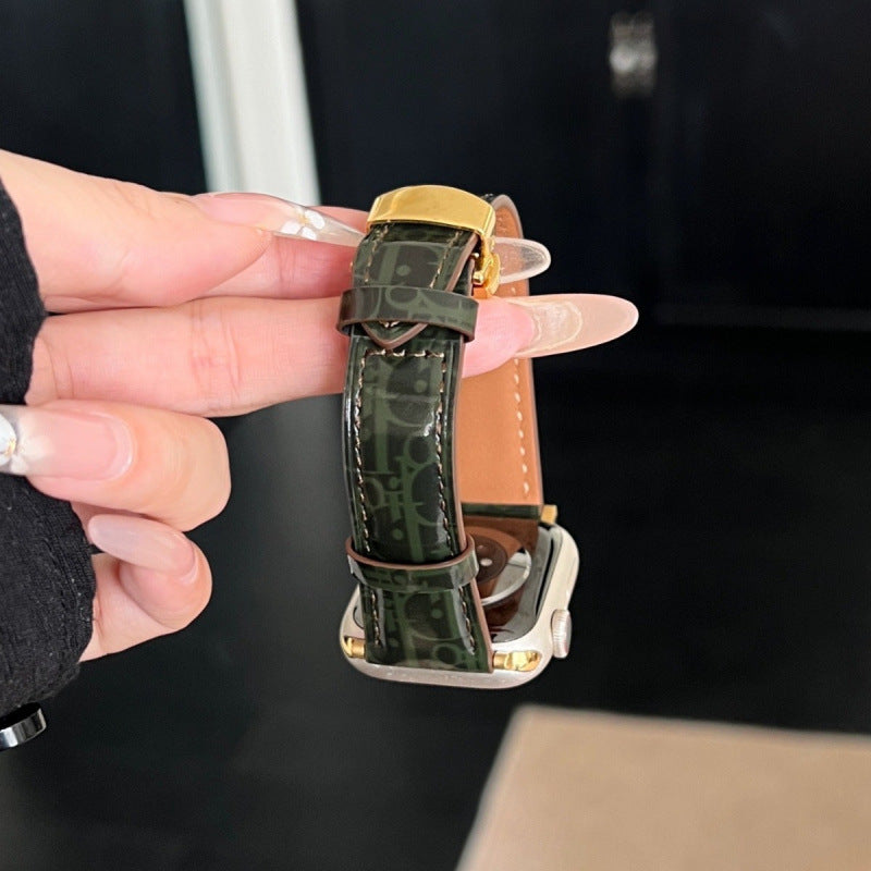 Premium Leather Butterfly Buckle Leather iwatch Strap for Apple Watch Strap s10s98