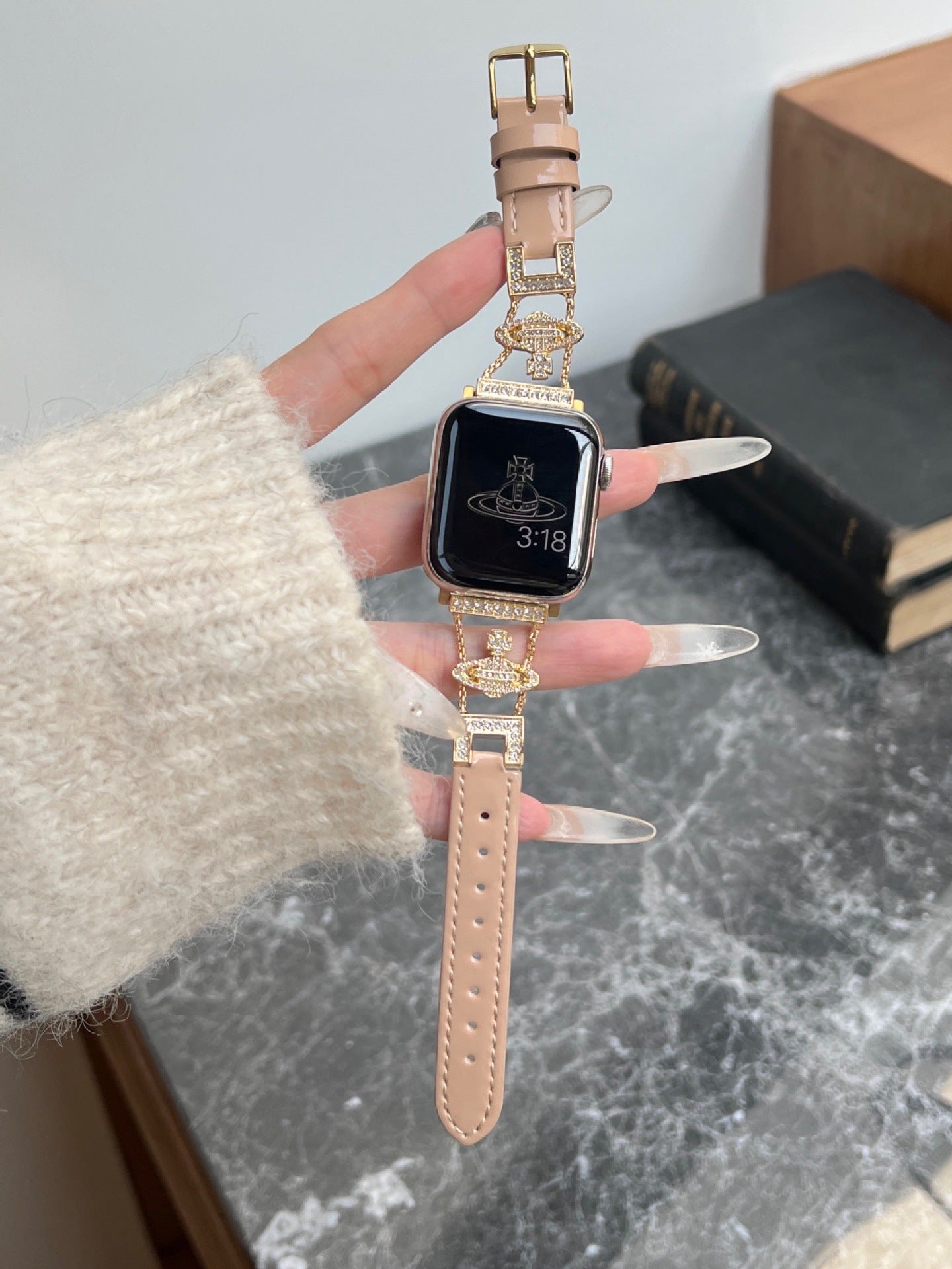 PallaBand Saturn Queen Mother Lacquered Leather Strap (iWatch) - ANI-TECH
