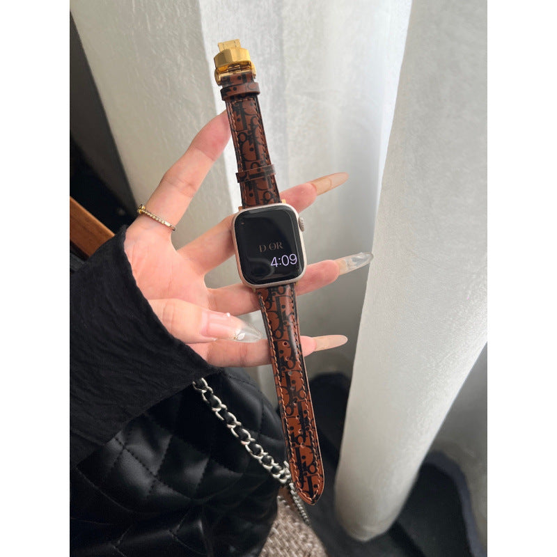 Premium Leather Butterfly Buckle Leather iwatch Strap for Apple Watch Strap s10s98