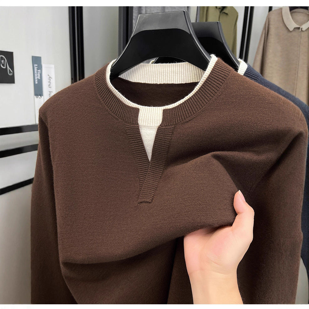 PB cashmere blended fashion long-sleeved knitted sweater