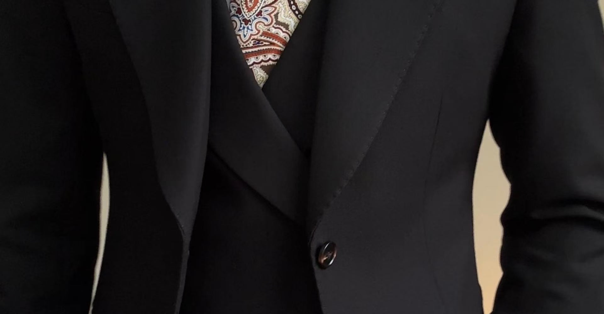 A three-piece black, light luxury, powerful British gentleman's suit for men