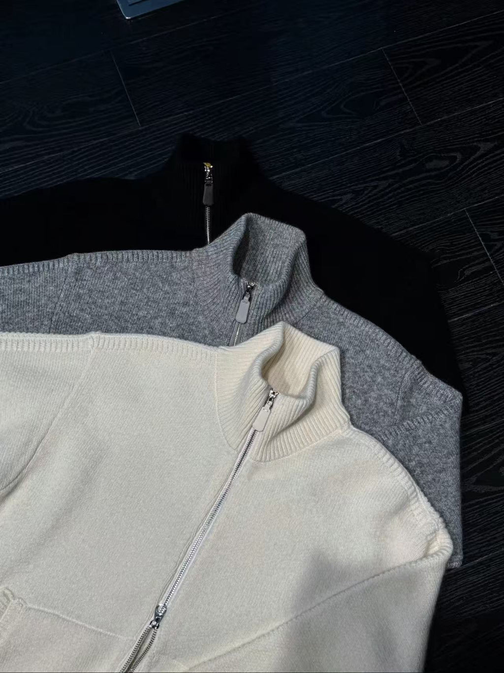 BLACK FRIDAY SALE：Pallaband™️ Sport Style High-Neck Zipper Thick  Knit Cardigan Set