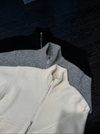 BLACK FRIDAY SALE：Pallaband™️ Sport Style High-Neck Zipper Thick  Knit Cardigan Set