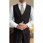 A three-piece black, light luxury, powerful British gentleman's suit for men