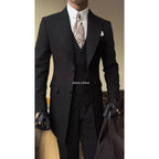 Men's mid-length lapel three-piece suit set