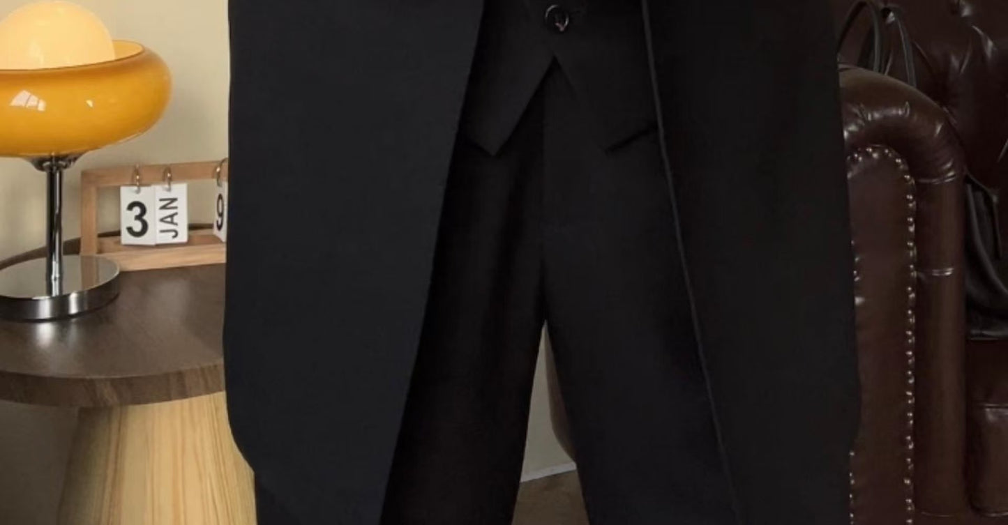 Men's mid-length lapel three-piece suit set