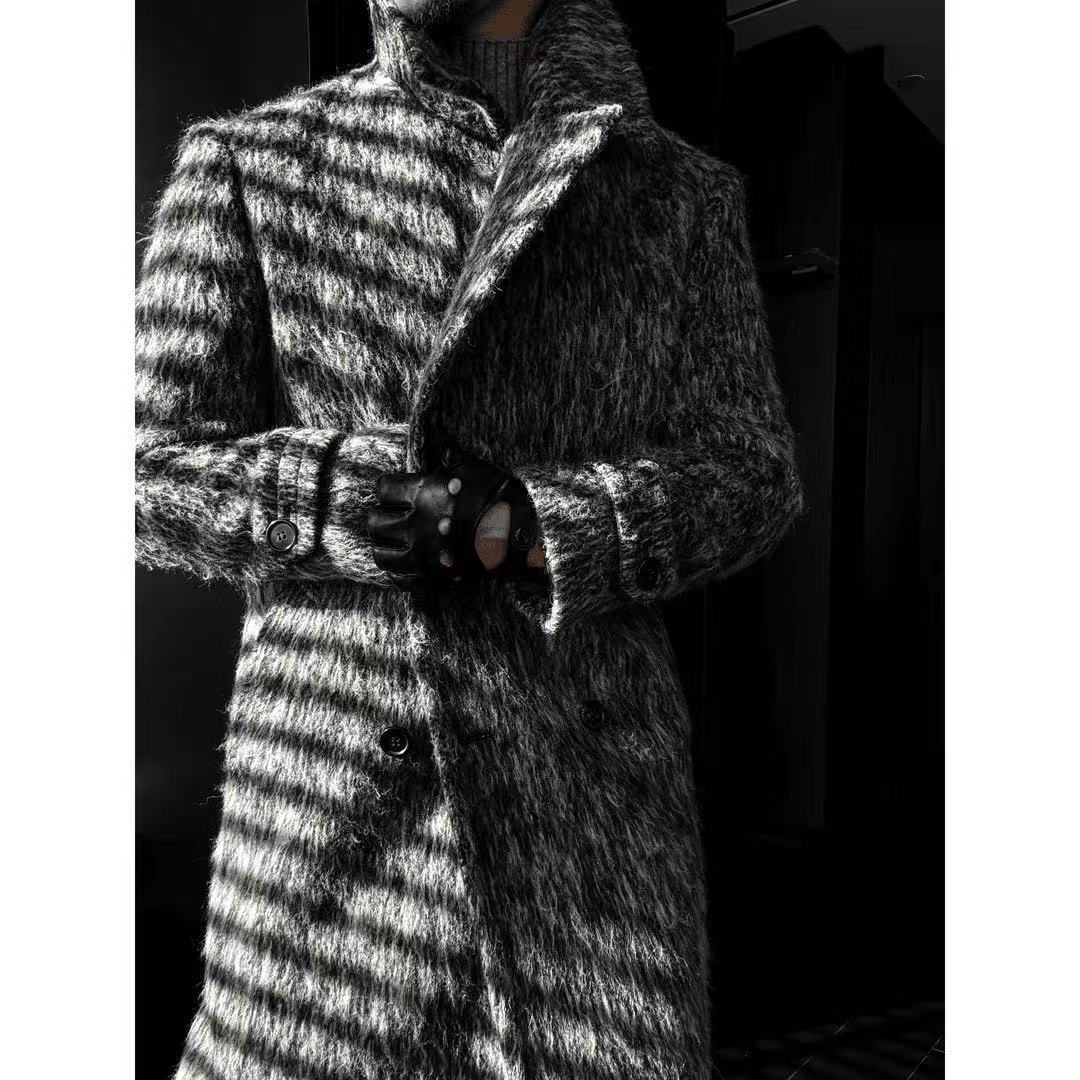 Pallaband™️ 【London Street】 Long-length Alpaca Duster Coat in Smoky Grey with Double Breasted Design