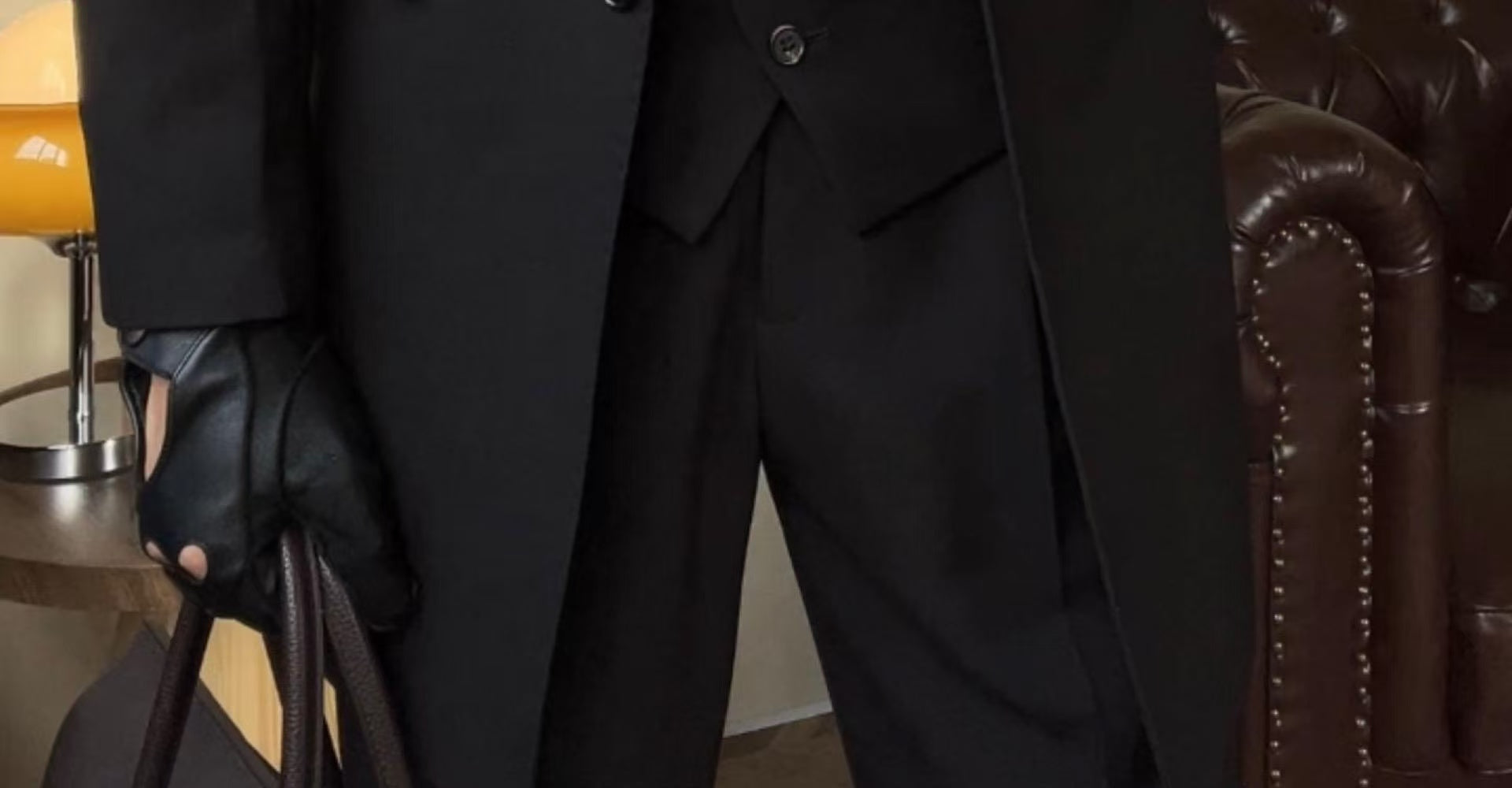 Men's mid-length lapel three-piece suit set