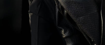 Pallaband™️ Semi-high neck vertical striped leather label knitted sweater