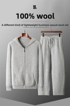 PB ™️ Men's Luxury Grade Hooded Cardigan 100% Pure Fleece Air Layer Thickened Pocket Casual Knitted Sweater Jacket SET