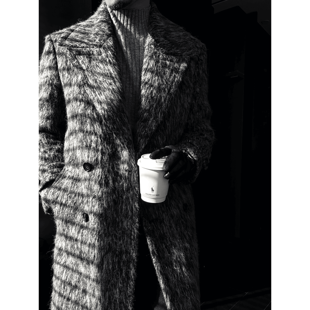 Men's double-sided woolen coat autumn and winter new double-row loose medium and long styles