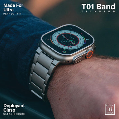 T01 Grade Apple Titanium Strap Fits All apple watch series - Adjustable Titanium Apple Watch Band with Secure Clasp - Premium Color Matching Band with Comfortable grip - Replacement Wristbands for iWatch (T01 | ULTRA Black)
