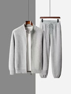 PB ™️ Men's Luxury Grade Hooded Cardigan 100% Pure Fleece Air Layer Thickened Pocket Casual Knitted Sweater Jacket SET