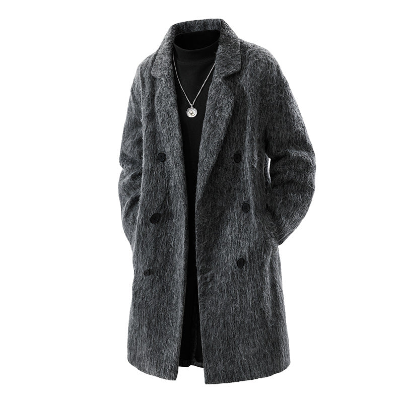 Men's double-sided woolen coat autumn and winter new double-row loose medium and long styles