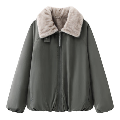 2025 winter new loose double-sided plush Parker thermal jacket EBE4COT011