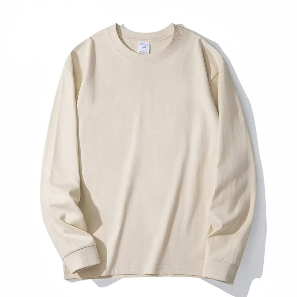 Palla Band ™️ 500G heavy bottoming shirt, American small neckline loose cotton thickened long sleeve t-shirt