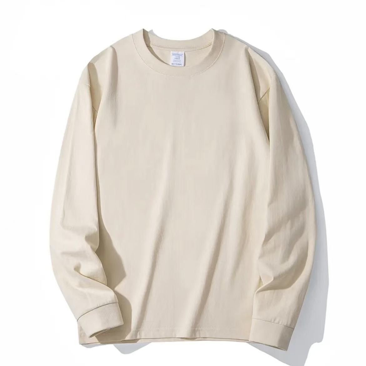 Palla Band ™️ 500G heavy bottoming shirt, American small neckline loose cotton thickened long sleeve t-shirt