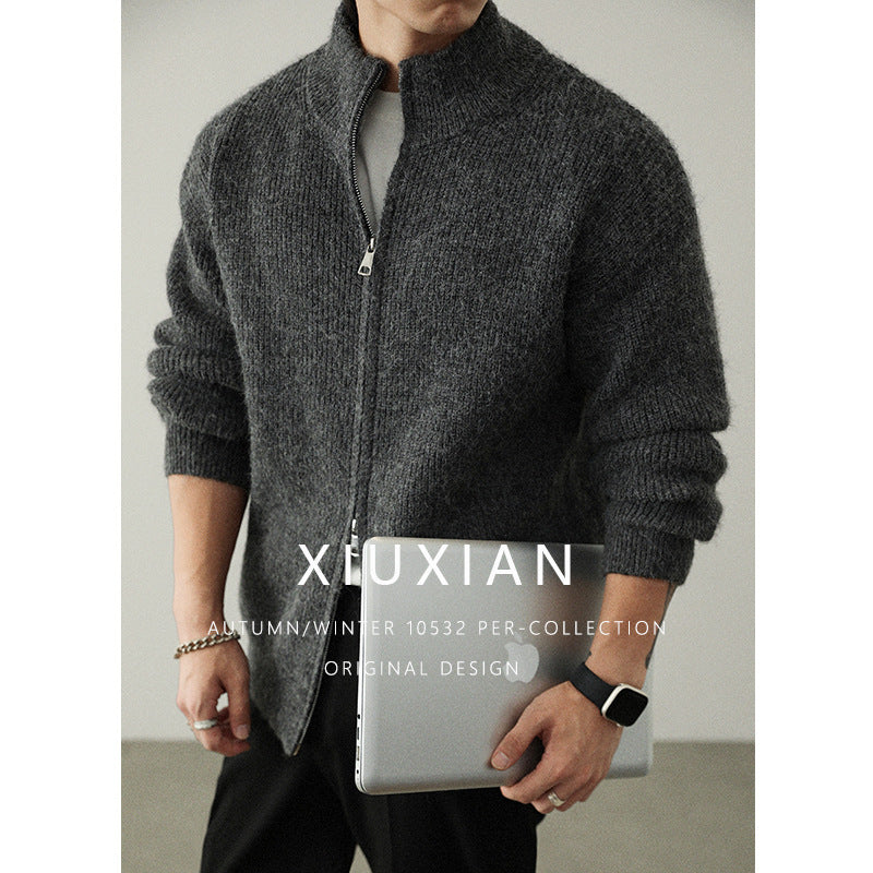 Winter light luxury zipper fashion casual sweater men's jacket