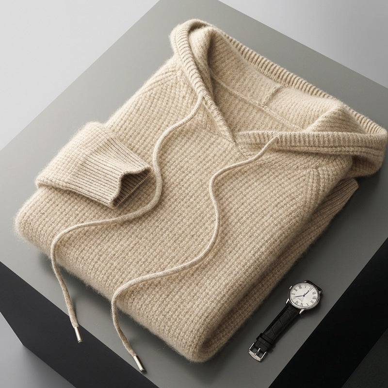 Pallaband ™️ autumn and winter new cross-border hooded knitted cashmere hoodie men's sweater loose pullover sweater casual top