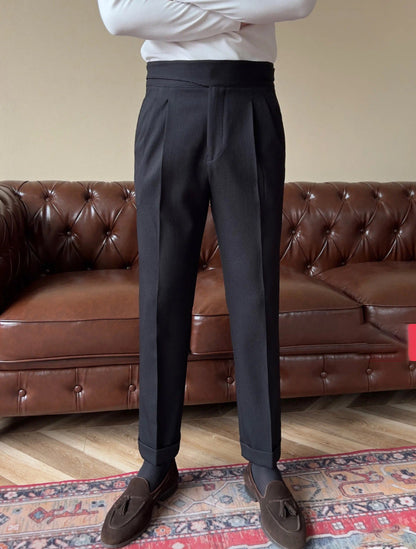 Casual suit pants new versatile Italian button Gurkha high waist straight tube drape