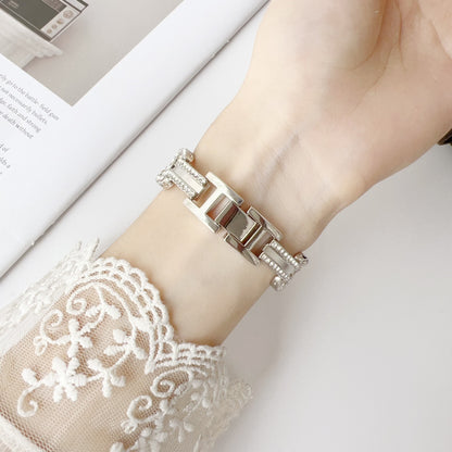 Diamond Metal Strap Alloy Crescent Shape Wristband