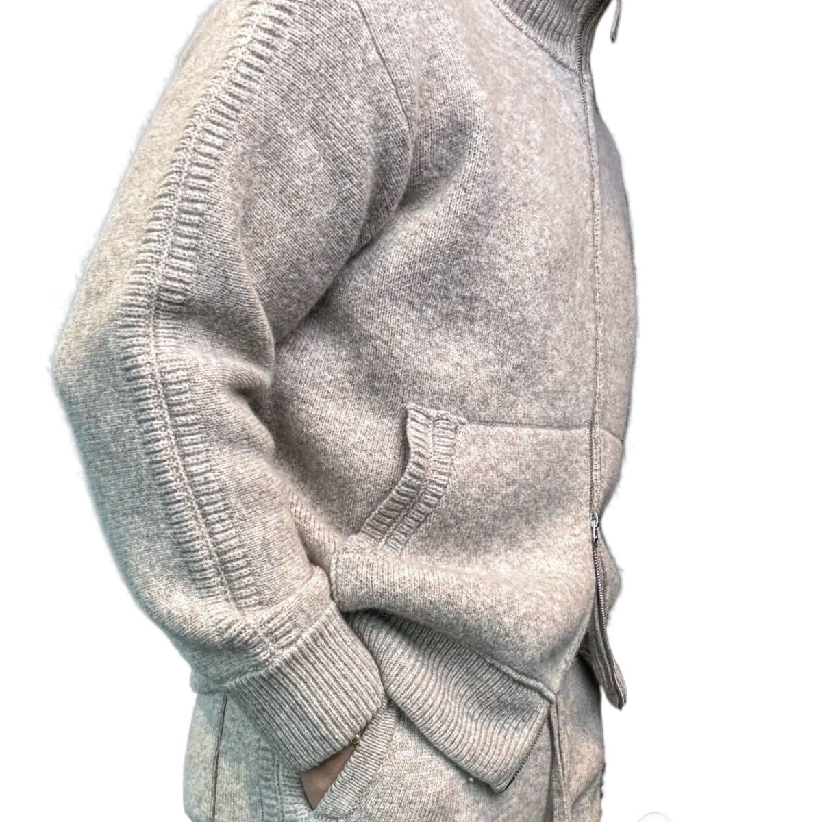 Pallaband™️ Sport Style High-Neck Zipper Thick 100% Wool Knit Cardigan Set