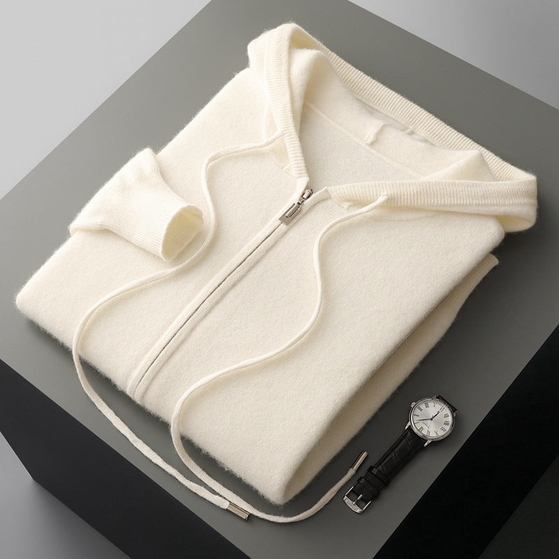 PB ™️ Men's Luxury Grade Hooded Cardigan 100% Pure Fleece Air Layer Thickened Pocket Casual Knitted Sweater Jacket SET