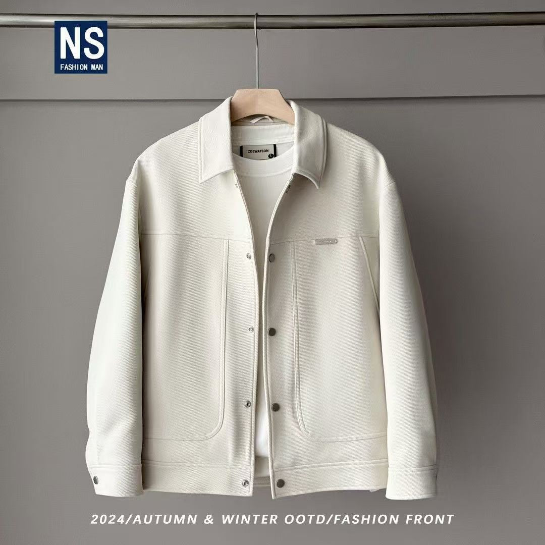 [50 White Duck Down] Minimalist style solid color simple and versatile cut lapel down jacket