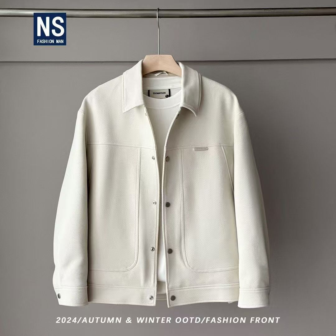 [50 White Duck Down] Minimalist style solid color simple and versatile cut lapel down jacket