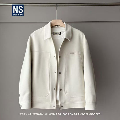 [50 White Duck Down] Minimalist style solid color simple and versatile cut lapel down jacket