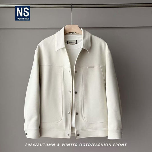 [50 White Duck Down] Minimalist style solid color simple and versatile cut lapel down jacket