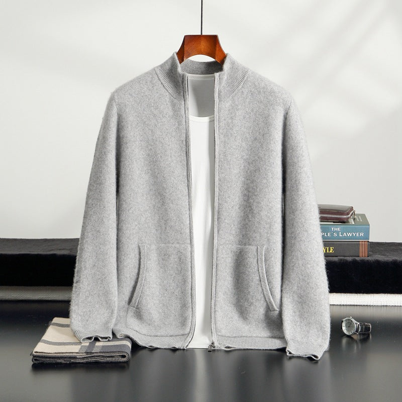 Pallaband ™️ Men's Cashmere Thickened Casual Cardigan Jacket Zipper Knitted Autumn/Winter Semi-turtleneck Sweater Fashion Top