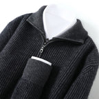 Pallaband™️Thickened simple men's knitted cardigan sweater cashmere  cross-border semi-turtleneck zipper men's loose coat