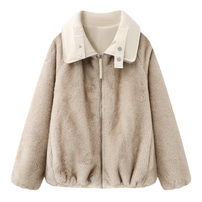 2025 winter new loose double-sided plush Parker thermal jacket EBE4COT011