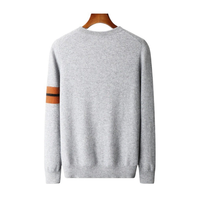 Pallaband ™️ autumn and winter cashmere sweater men's thickened contrasting pullover long-sleeved knitted sweater with warm top inside wool sweater bottoming shirt
