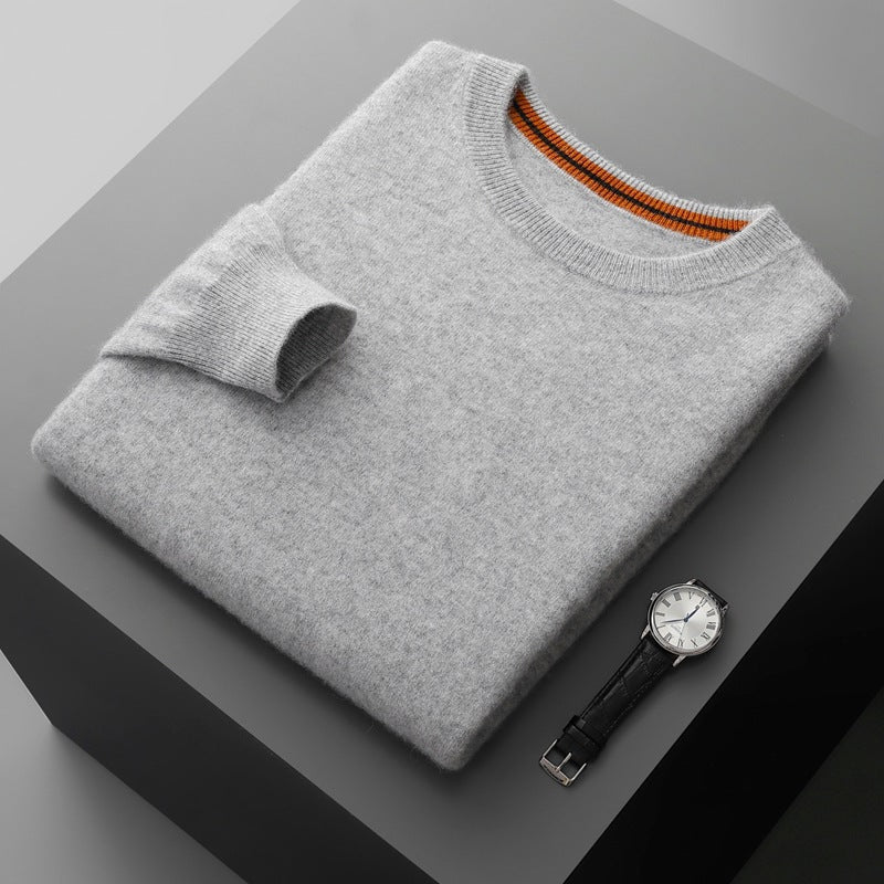 Pallaband ™️ autumn and winter cashmere sweater men's thickened contrasting pullover long-sleeved knitted sweater with warm top inside wool sweater bottoming shirt