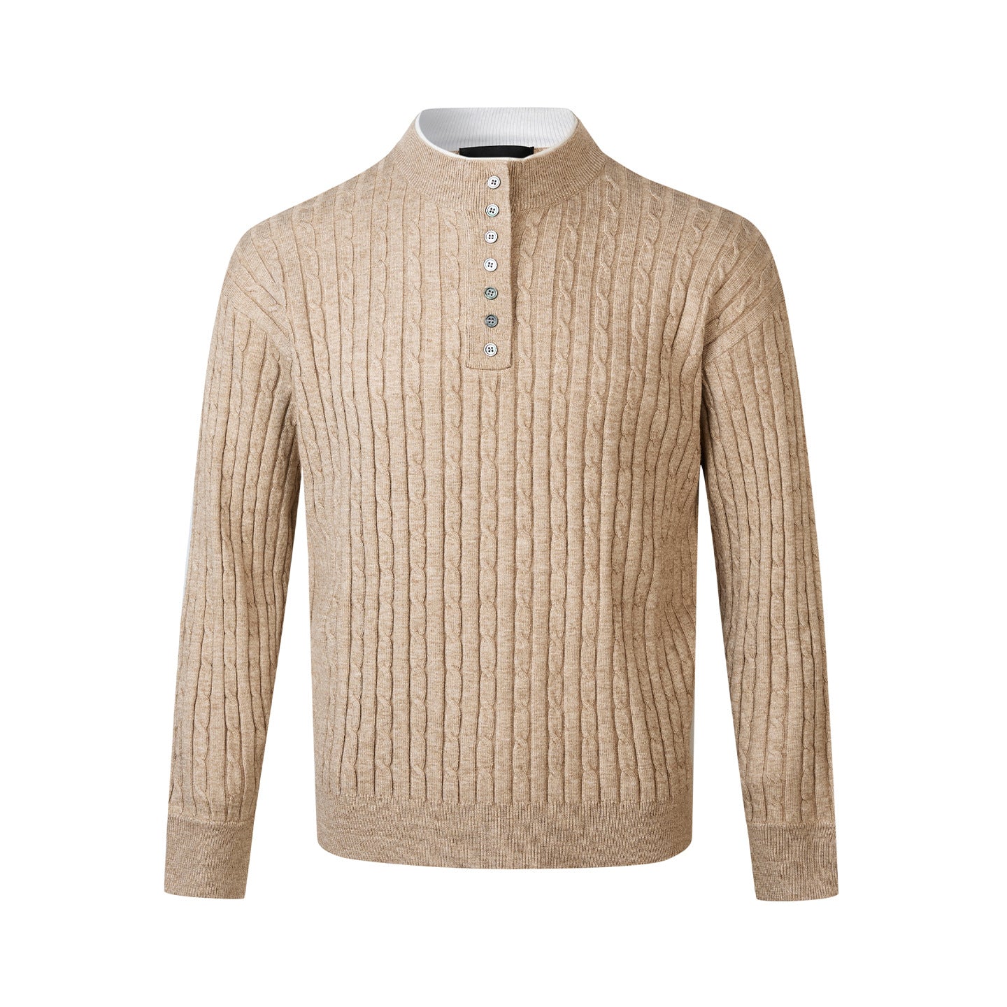 Pallaband™️ Unisex Henley collar sweater  luxury loose pullover twist design American vintage knitwear