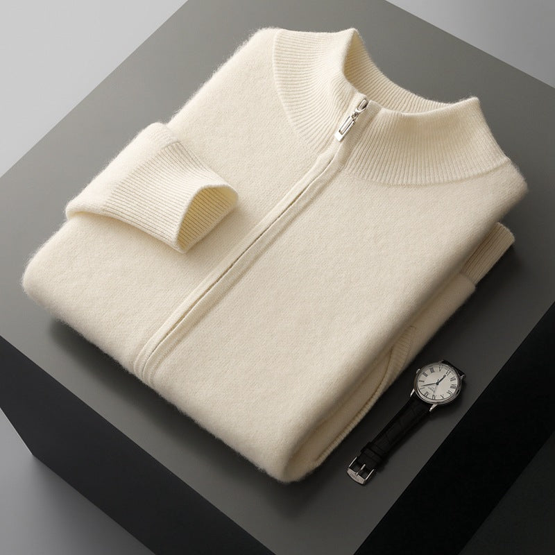Pallaband ™️ Men's Cashmere Thickened Casual Cardigan Jacket Zipper Knitted Autumn/Winter Semi-turtleneck Sweater Fashion Top