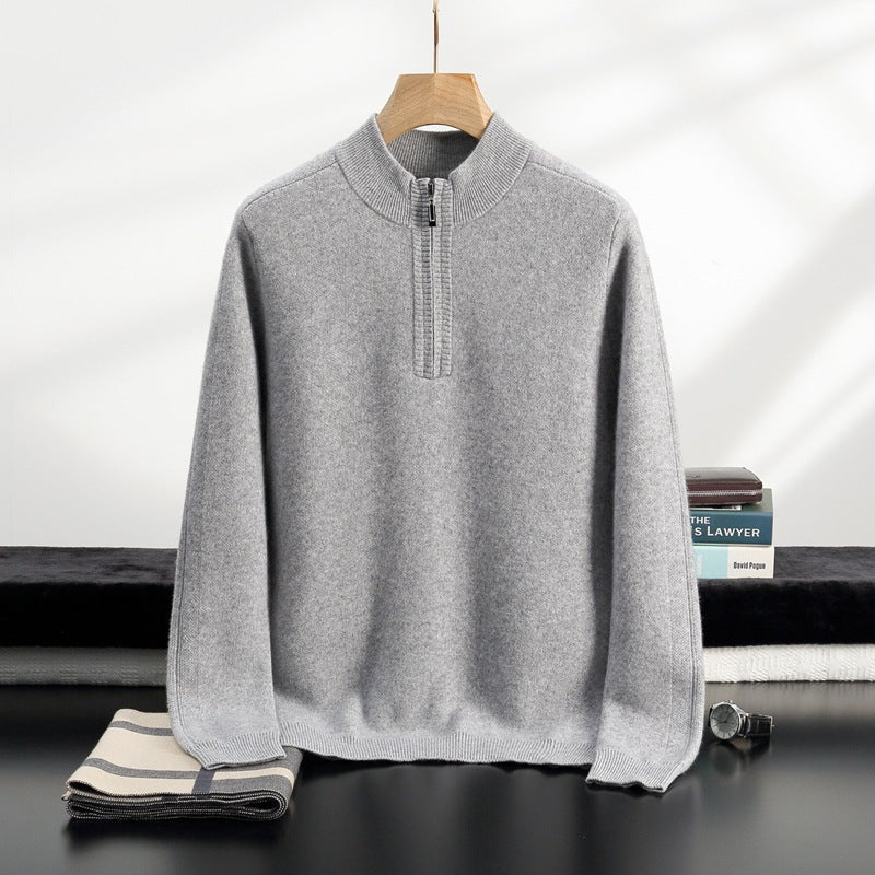 Pallaband ™️ Casual Men's Thickened Cashmere Half Turtleneck Loose Autumn/Winter Half Zipper Pullover Knitted Sweater