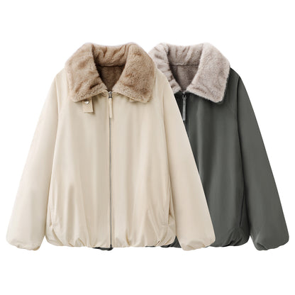 2025 winter new loose double-sided plush Parker thermal jacket EBE4COT011