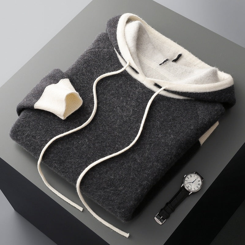 Pallaband ™️ autumn and winter new cross-border personality niche knitted hooded pullover sweater jacket loose casual wear cashmere