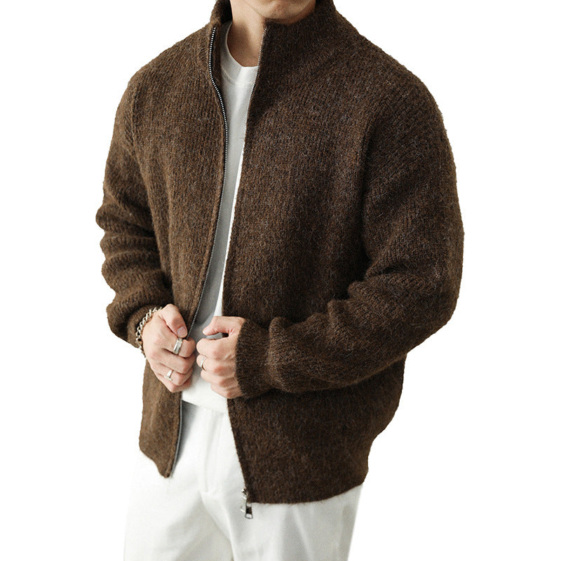 Winter light luxury zipper fashion casual sweater men's jacket