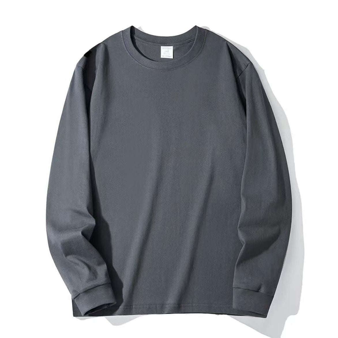 Palla Band ™️ 500G heavy bottoming shirt, American small neckline loose cotton thickened long sleeve t-shirt